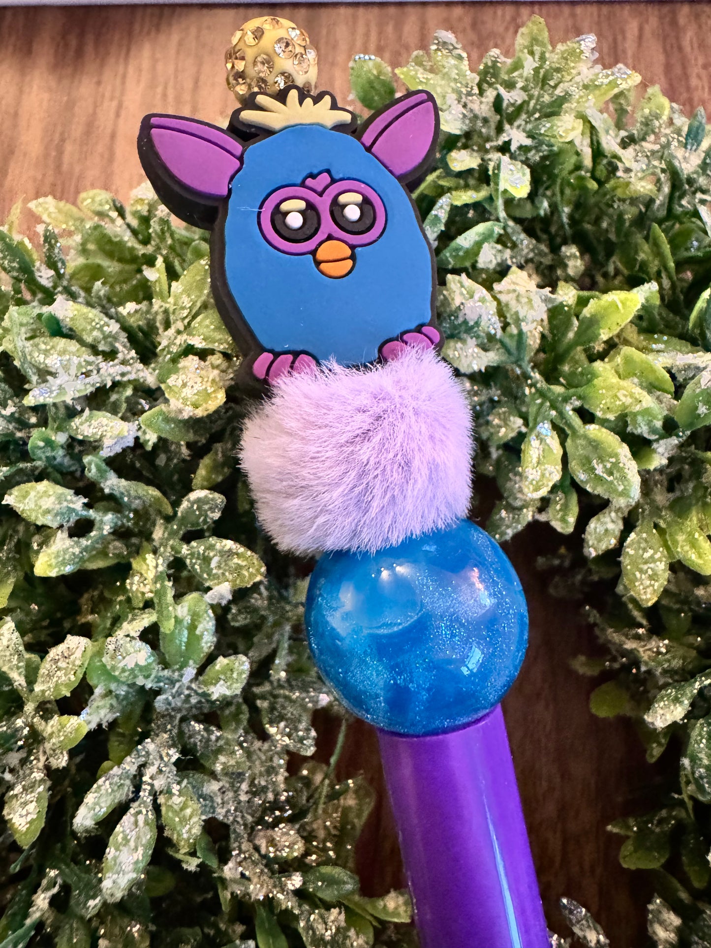 Blue Furry Toy Pen