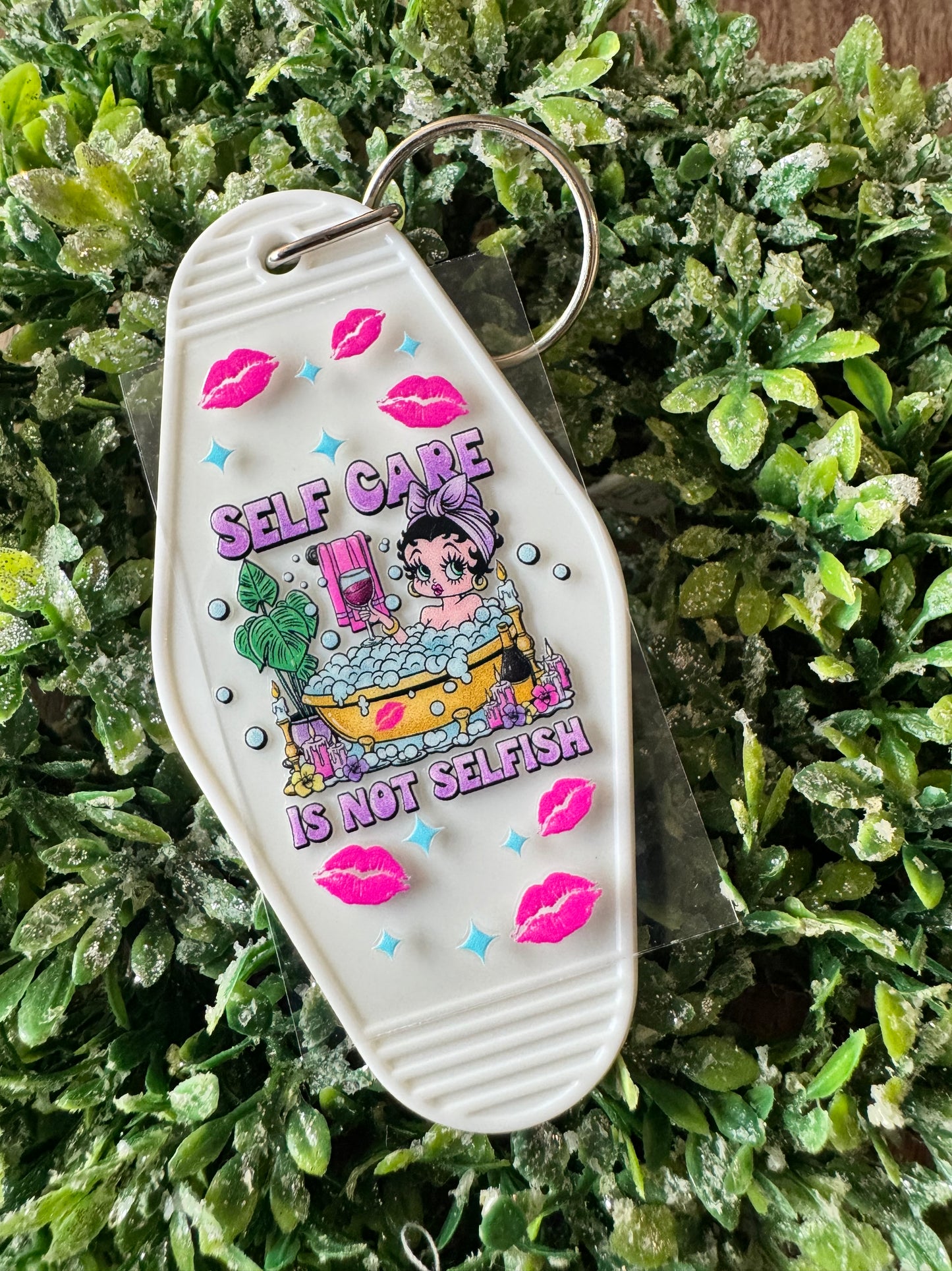 Self Care Pin-Up Keychain Decal