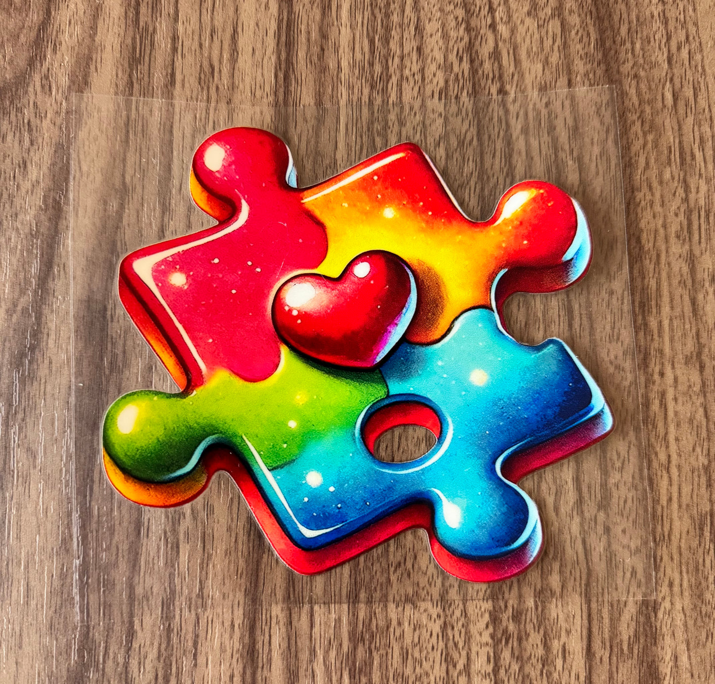 Colorful Puzzle Piece Heart Decal
