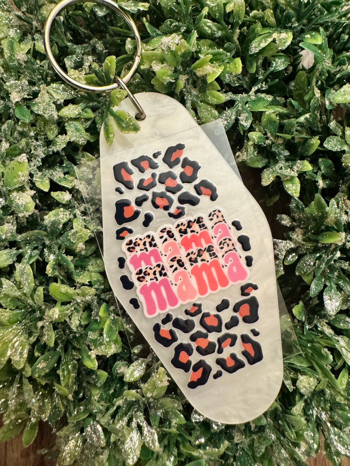 Leopard Mama Keychain Decal