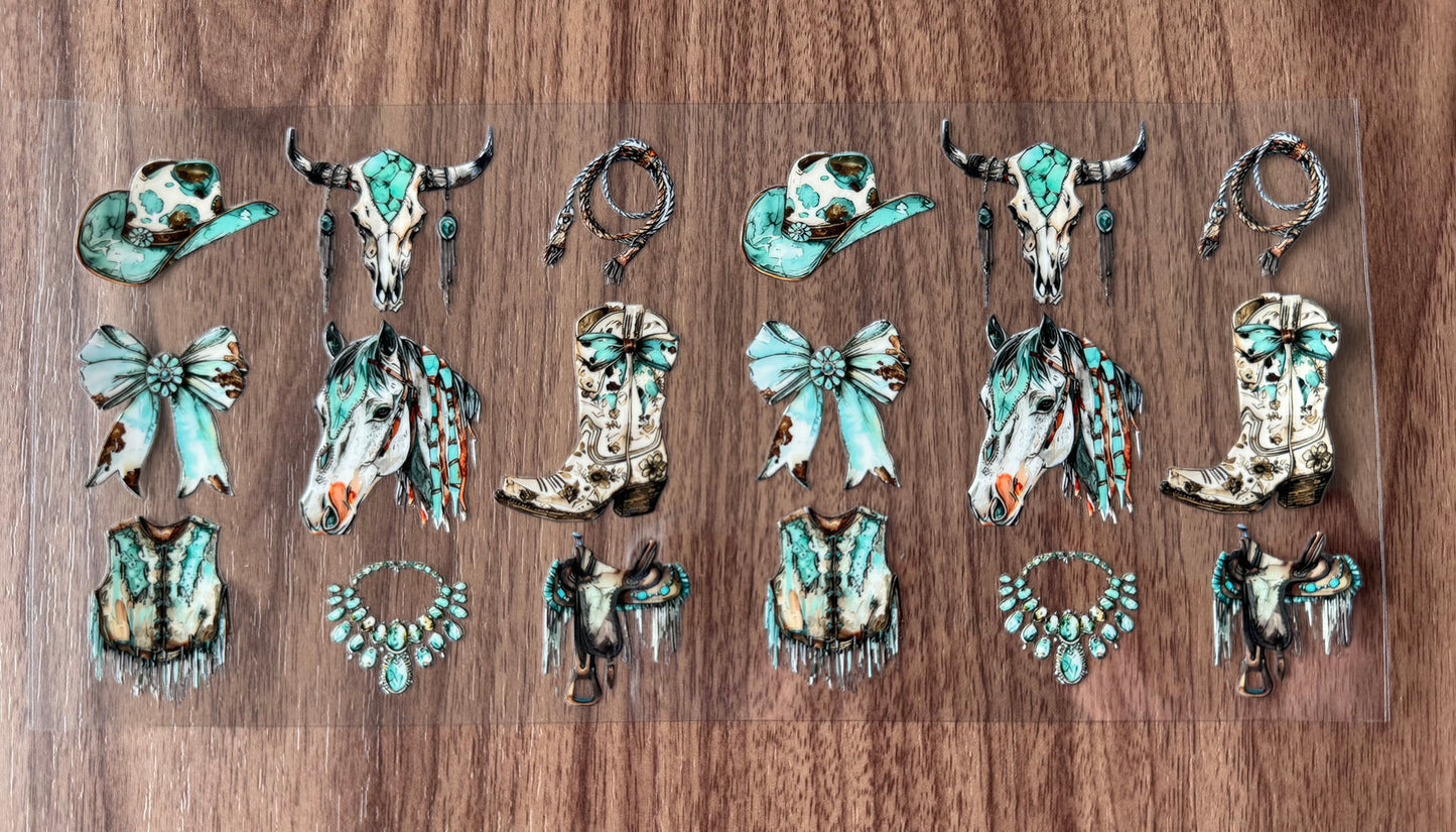 Teal Western Things Cup Wrap