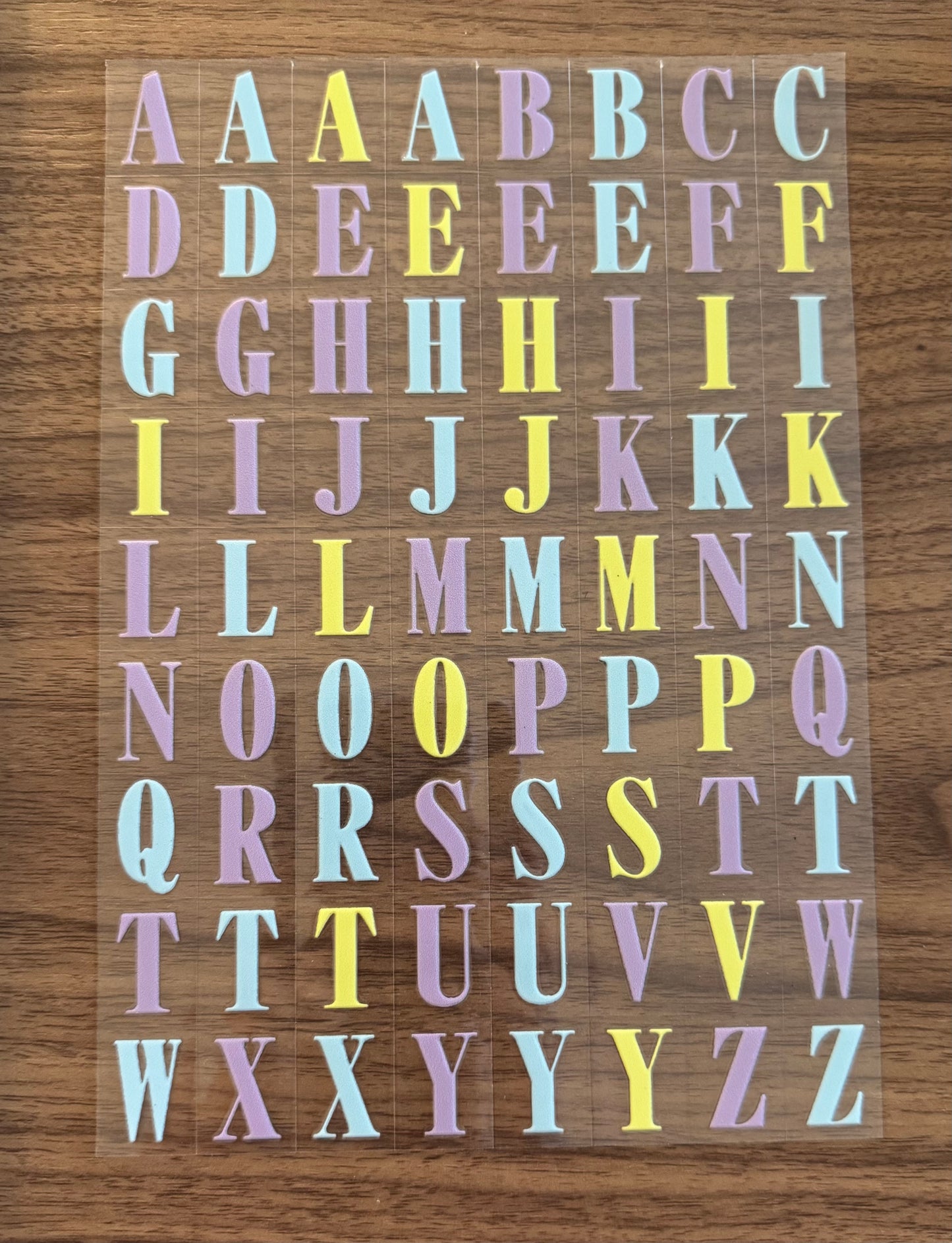 Purple, Green, & Blue Letters Sheet