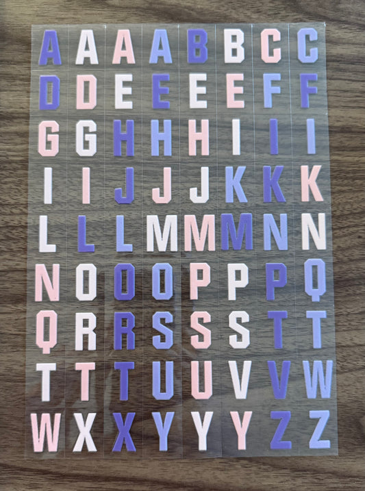 Purples & Pinks Letters Sheet
