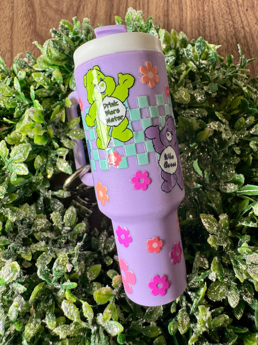 Checkered Swear Bears Mini Tumbler Keychain