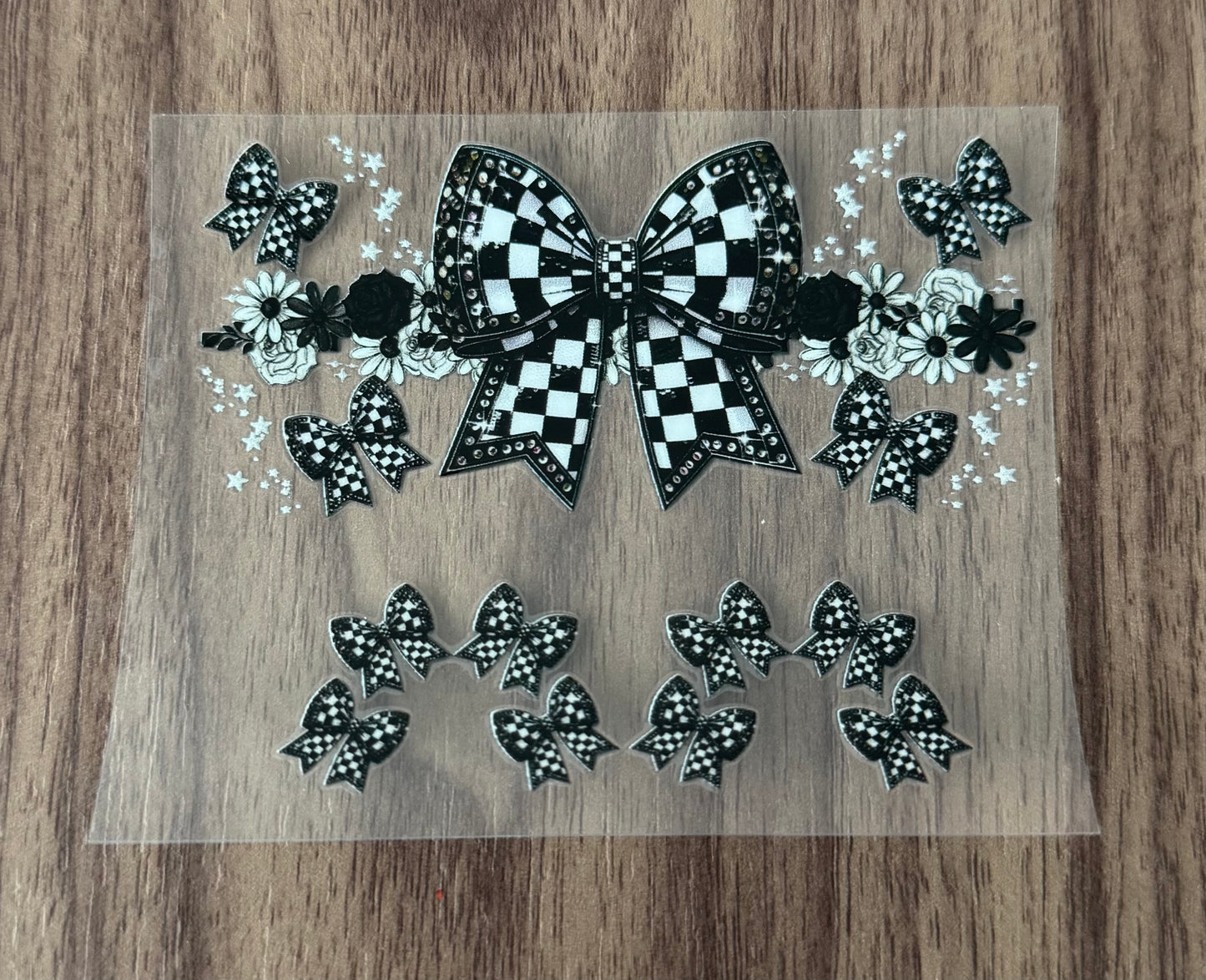 Black Checkered Bow Mini Wrap