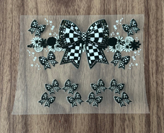 Black Checkered Bow Mini Wrap