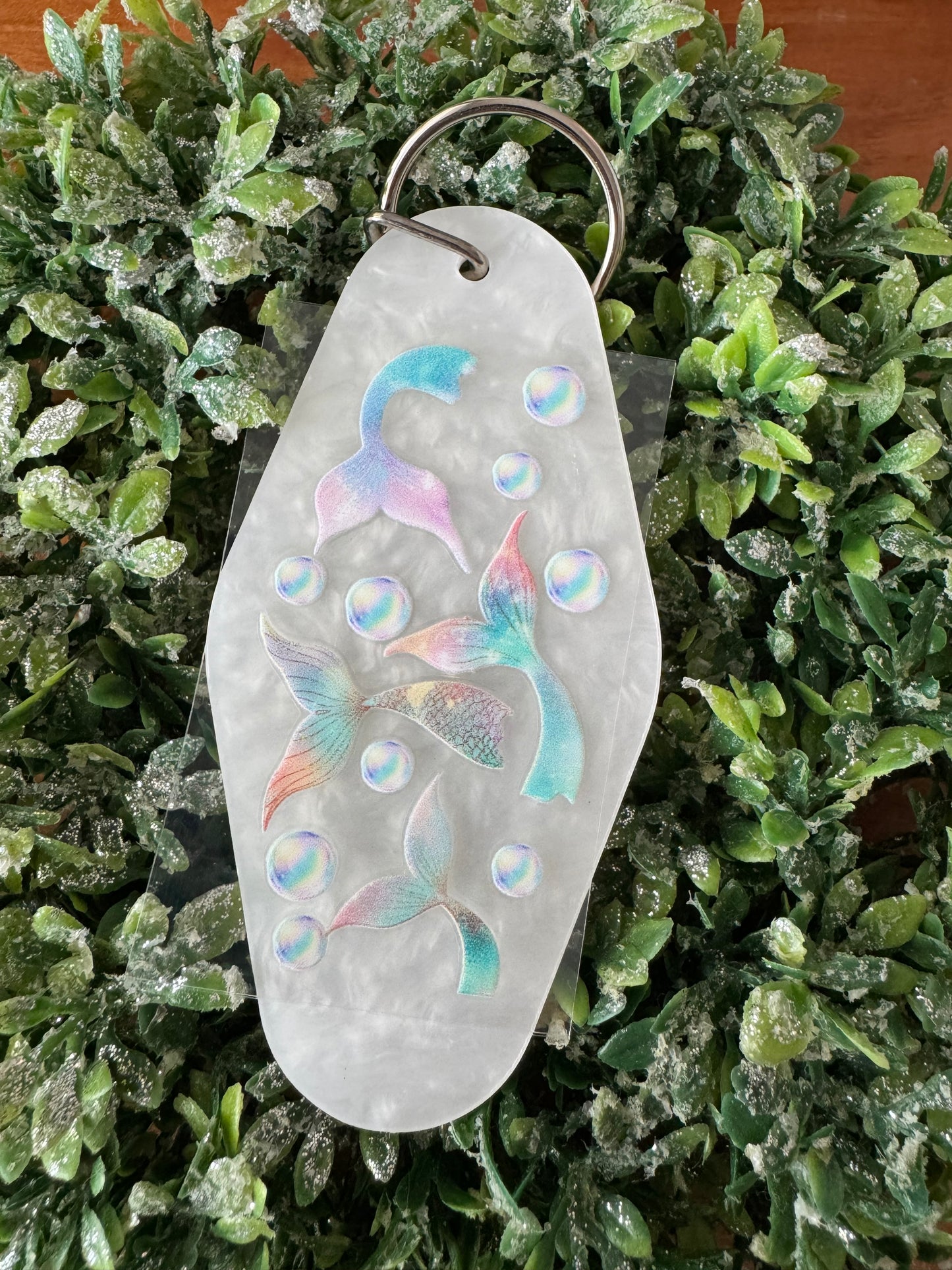 Mermaid Tail & Bubbles Keychain Decal