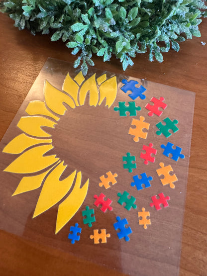 Puzzle Piece Sunflower Decal