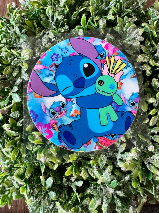 Hugging Blue Alien Circle Decal