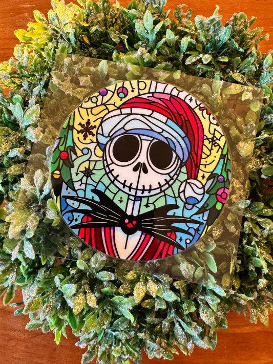 Santa Skeleton Circle Decal