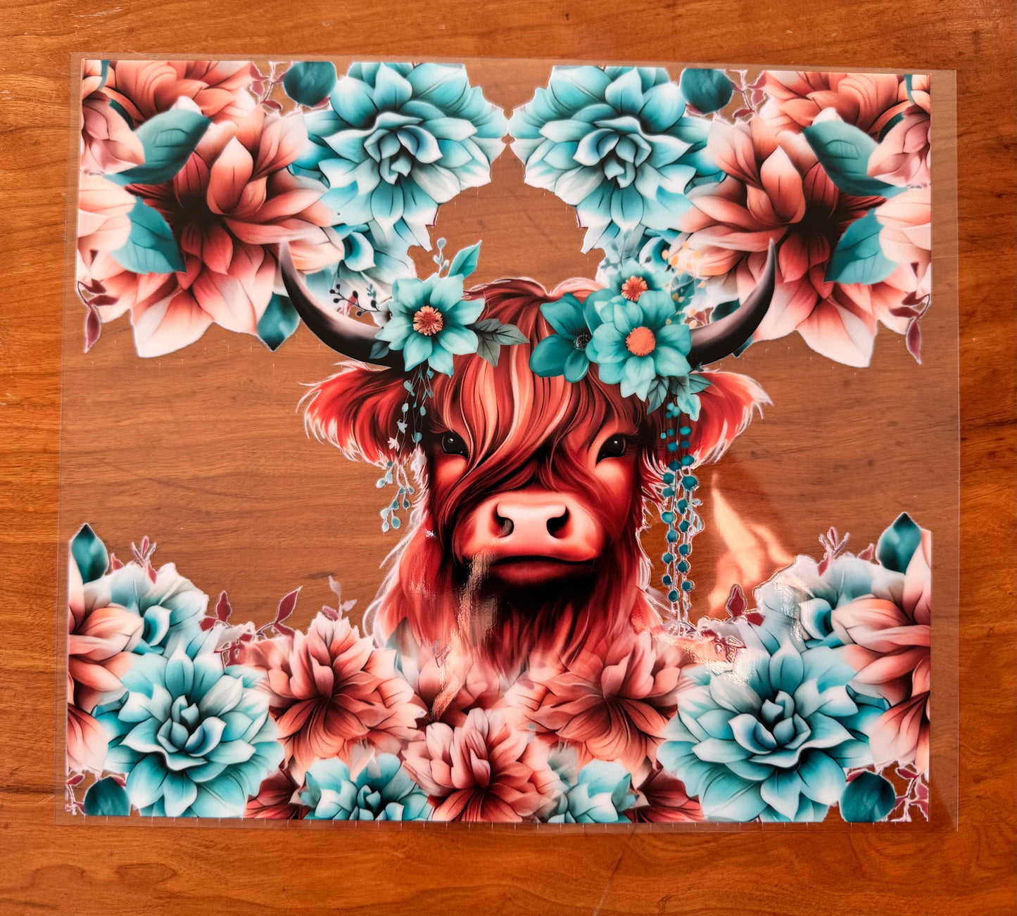 Teal Western Cow Cup Wrap