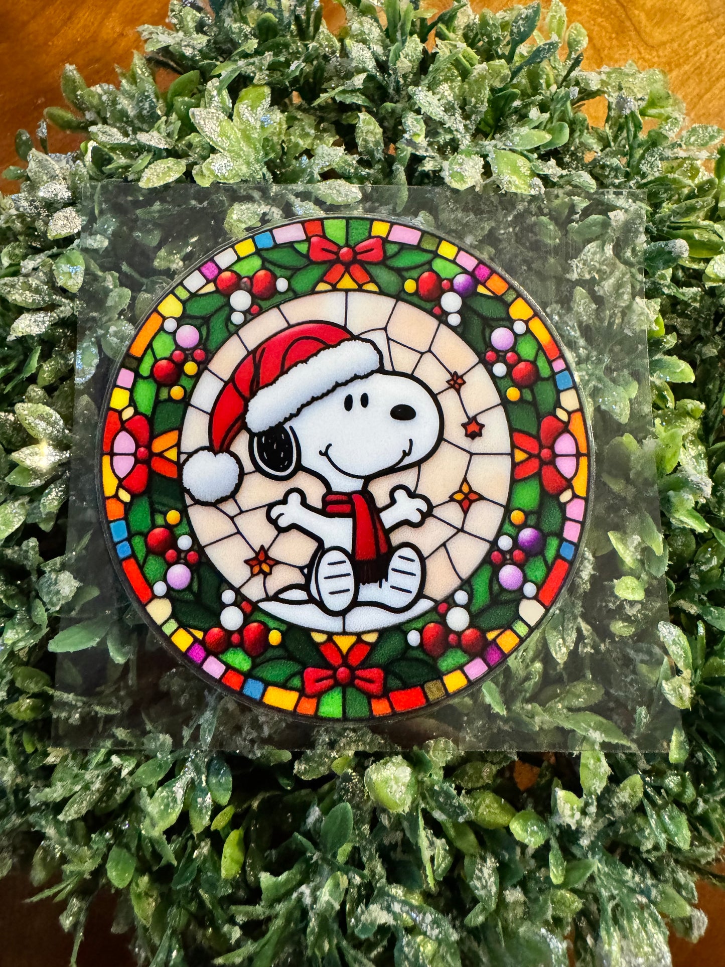 White Peanut Dog Wreath Circle Decal