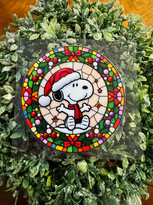 White Peanut Dog Wreath Circle Decal