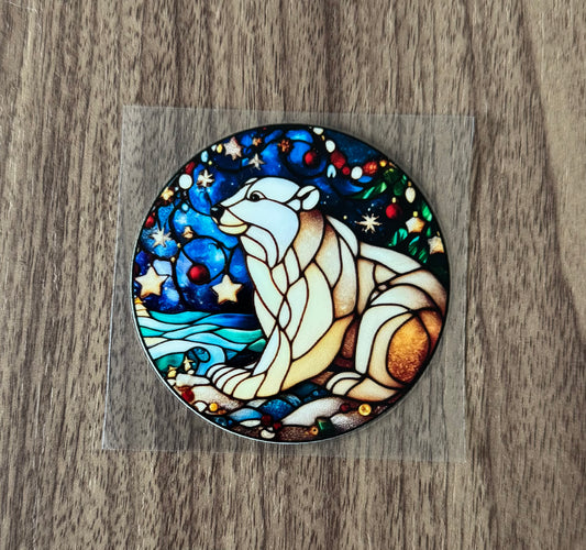 Nighttime Polar Bear Circle Decal