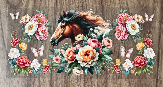 Flowery Brown Horse Cup Wrap