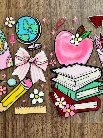 Cute School Supplies Cup Wrap