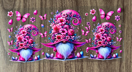 Pink Flowery Easter Gnome Cup Wrap