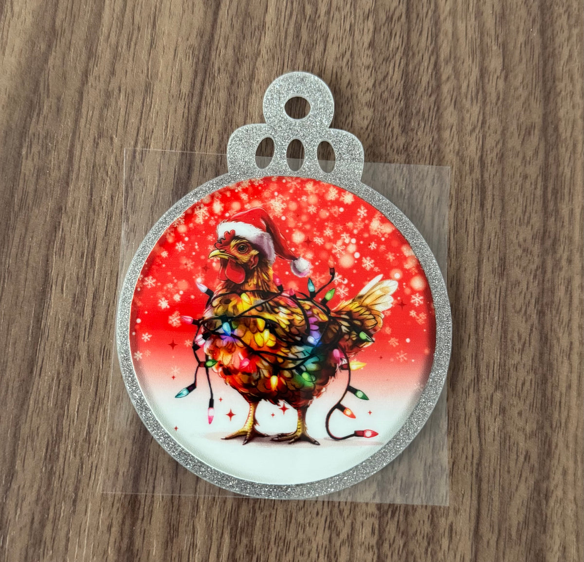 Christmas Chicken Circle Decal