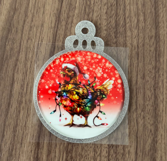Christmas Chicken Circle Decal