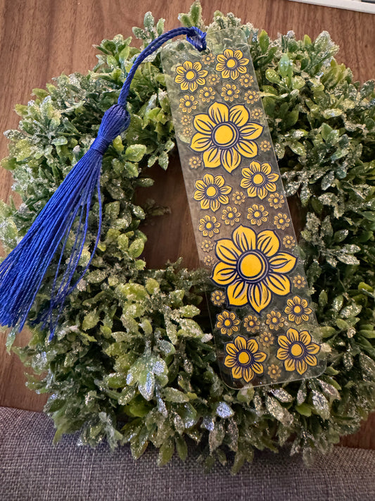 Yellow & Navy Flower Bookmark