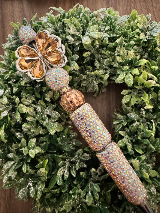 Champagne Crystal Petals Fancy Pen