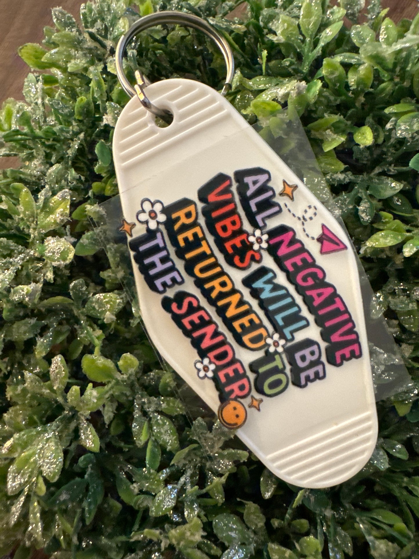 Negative Vibes To Sender Keychain Decal