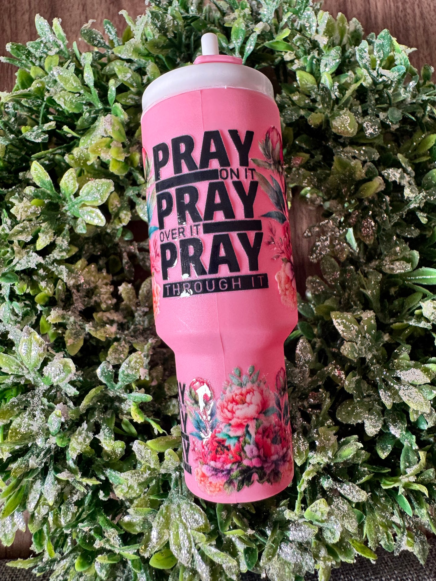 Pink Pray Mini Tumbler Keychain