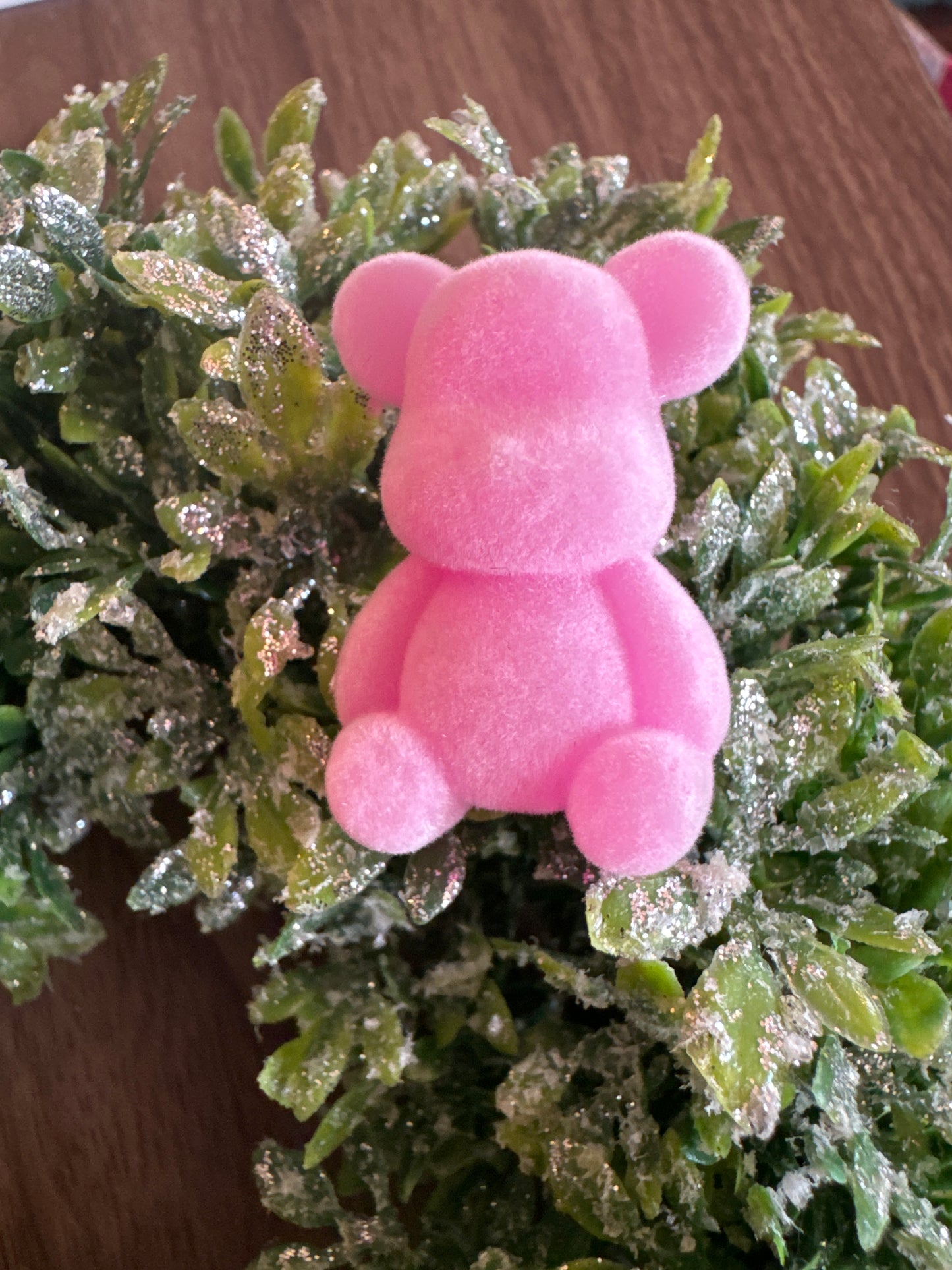 Hot Pink Flocked Bear Focal