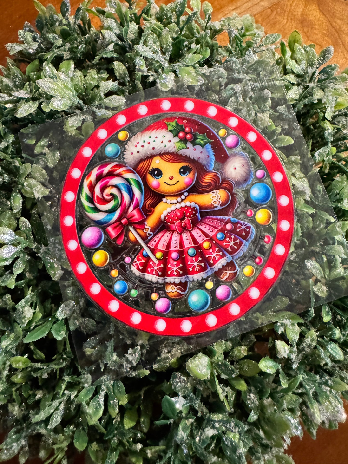 Red Gingerbread Circle Decal