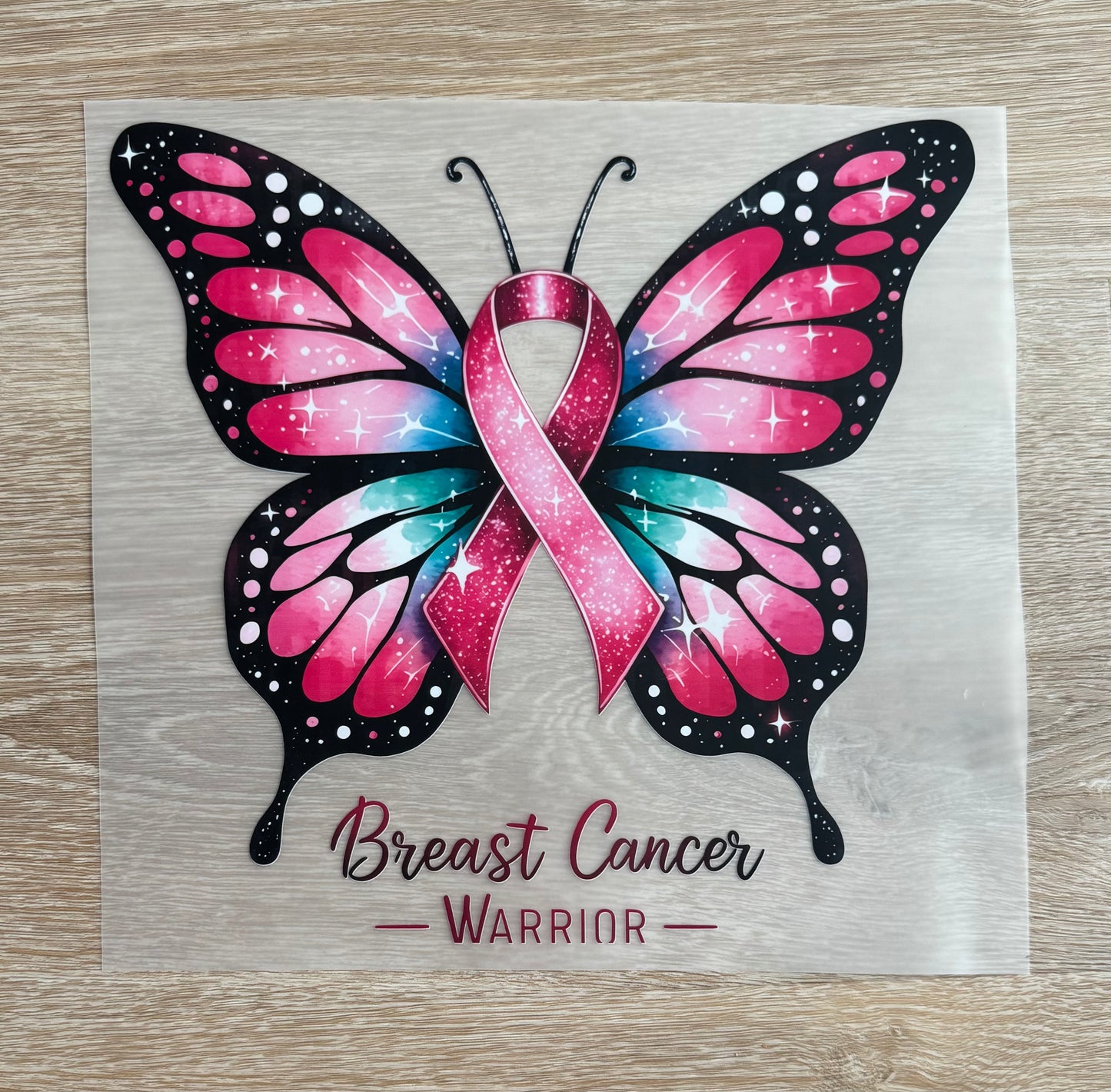 Pink Awareness Butterfly Transfer
