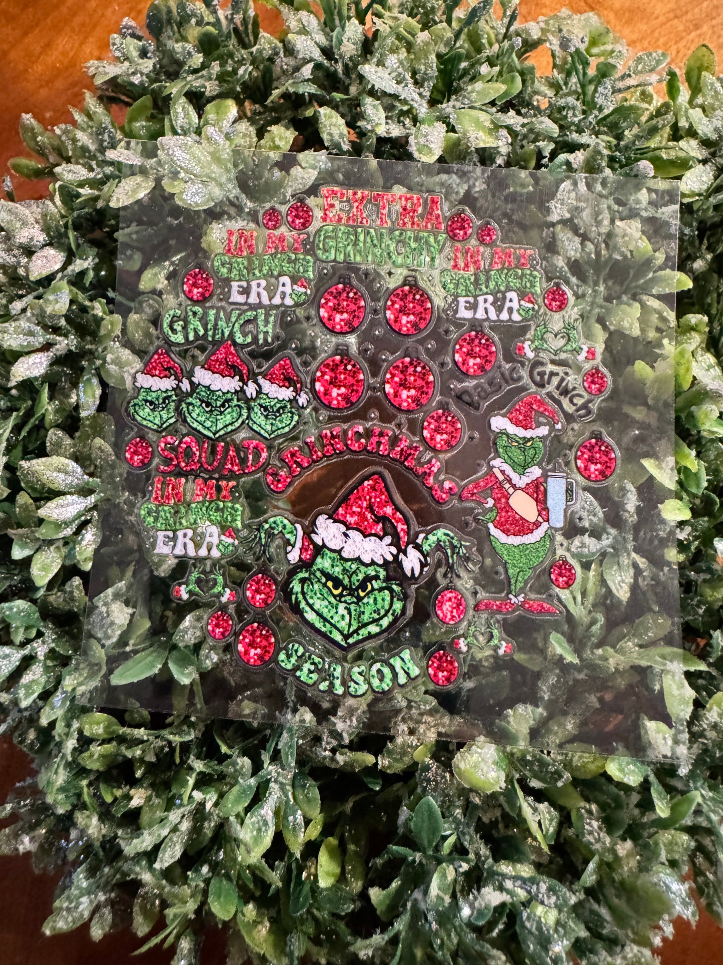 Red Sparkly Green Guy Circle Decal