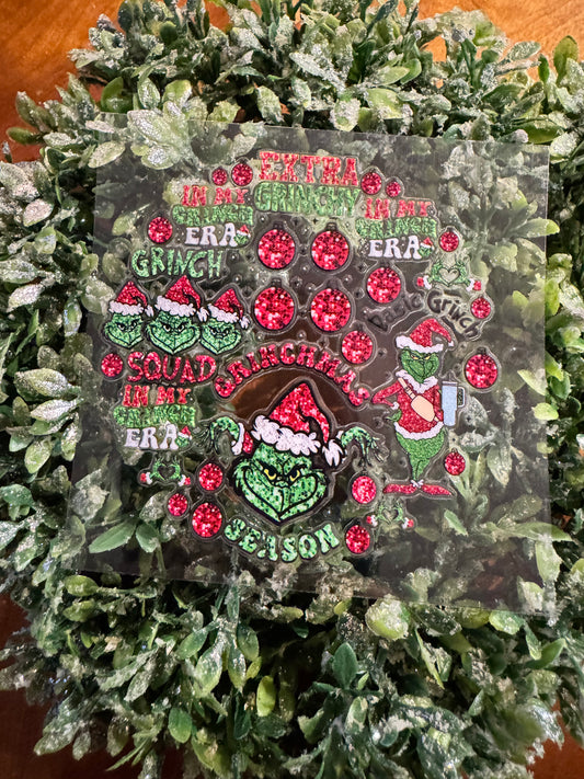 Red Sparkly Green Guy Circle Decal