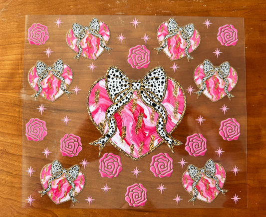 Pink Bow Heart Cup Wrap