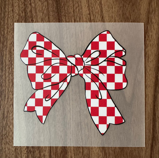 Checkered Red Bow Transfer