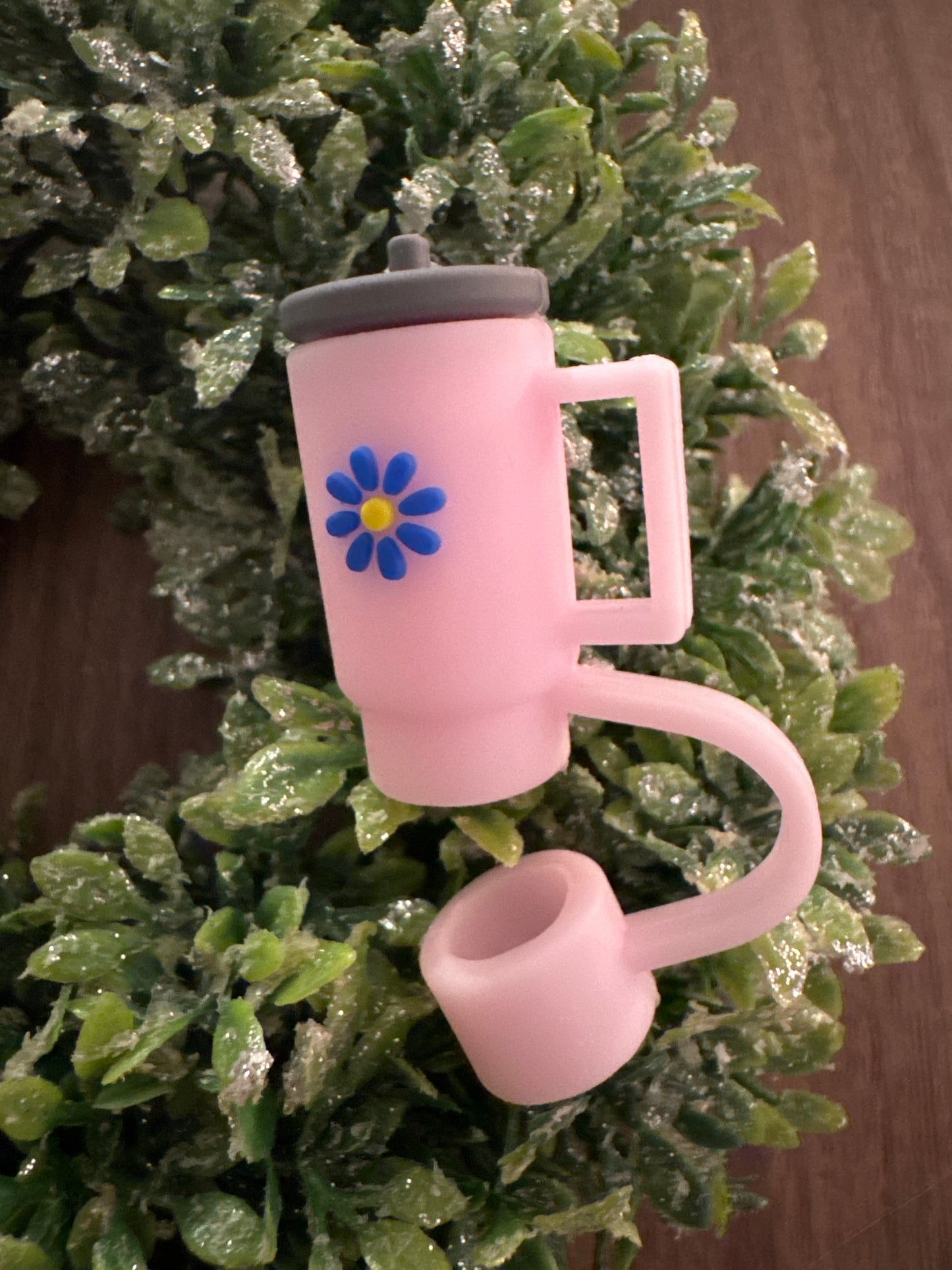 Light Pink Flower Tumbler Straw Topper