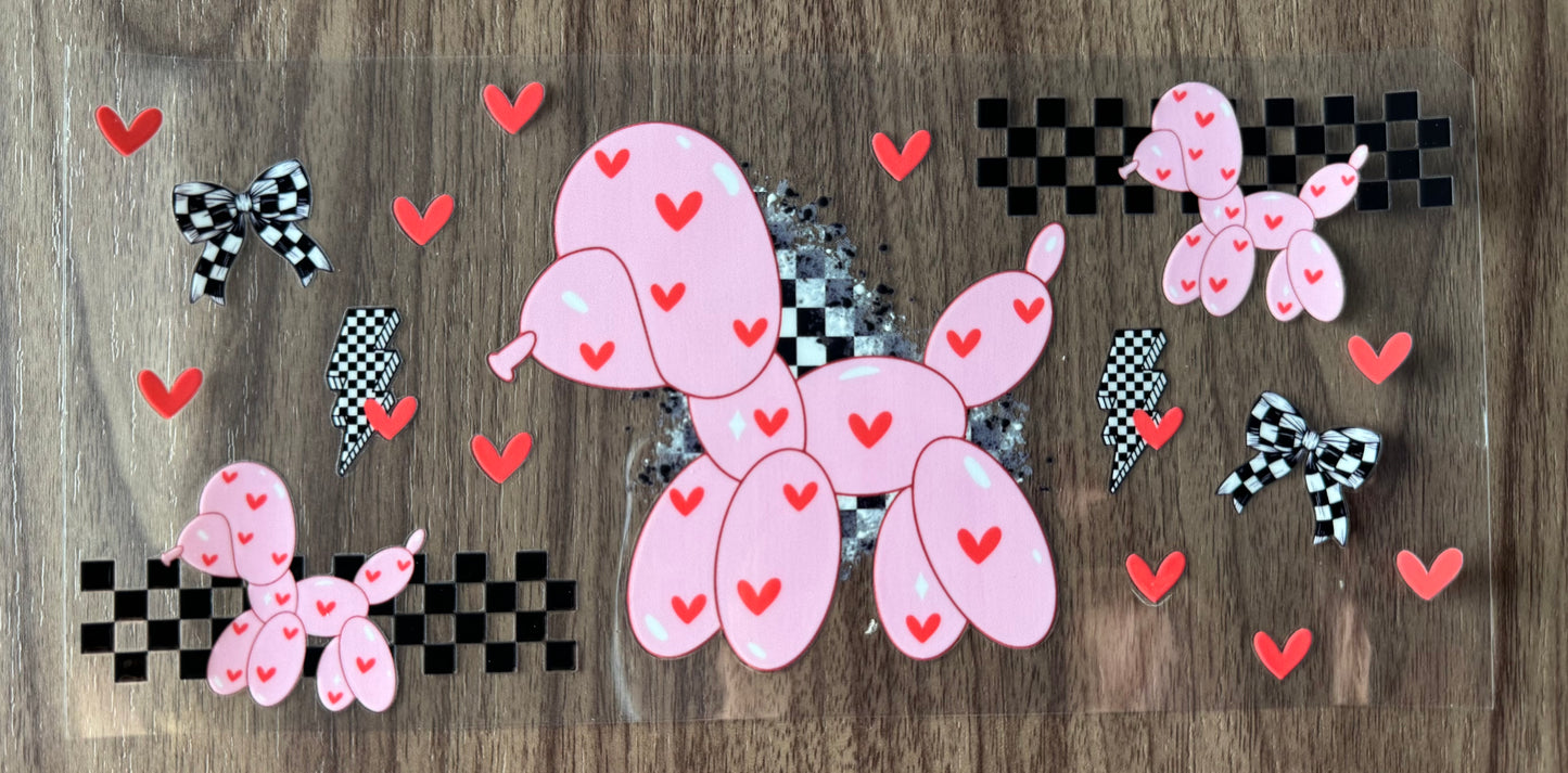 Pink Hearts Balloon Dog Cup Wrap