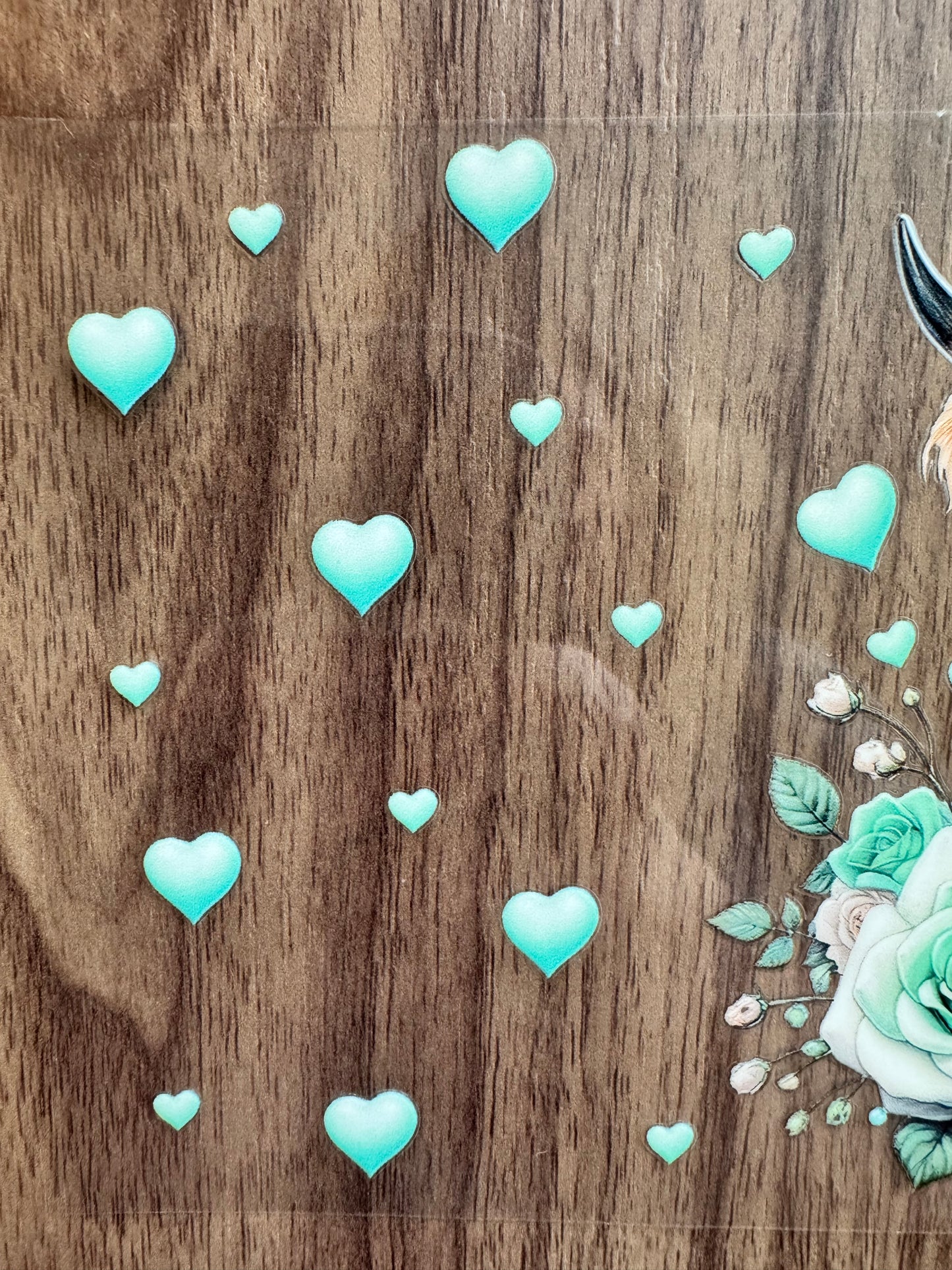 Teal Heart Cow Cup Wrap