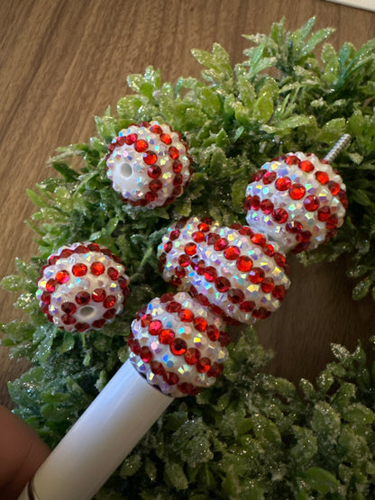 20mm Candy Cane Rhinestone Beads (6pcs)