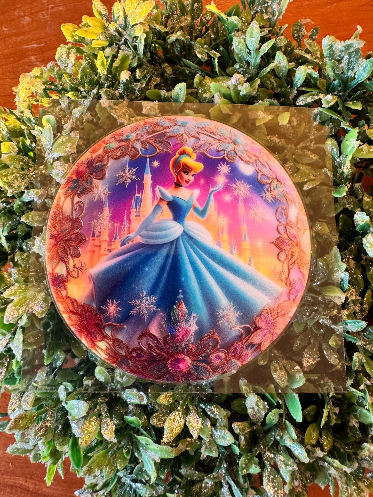 Snowing Glass Slipper Princess Circle Decal