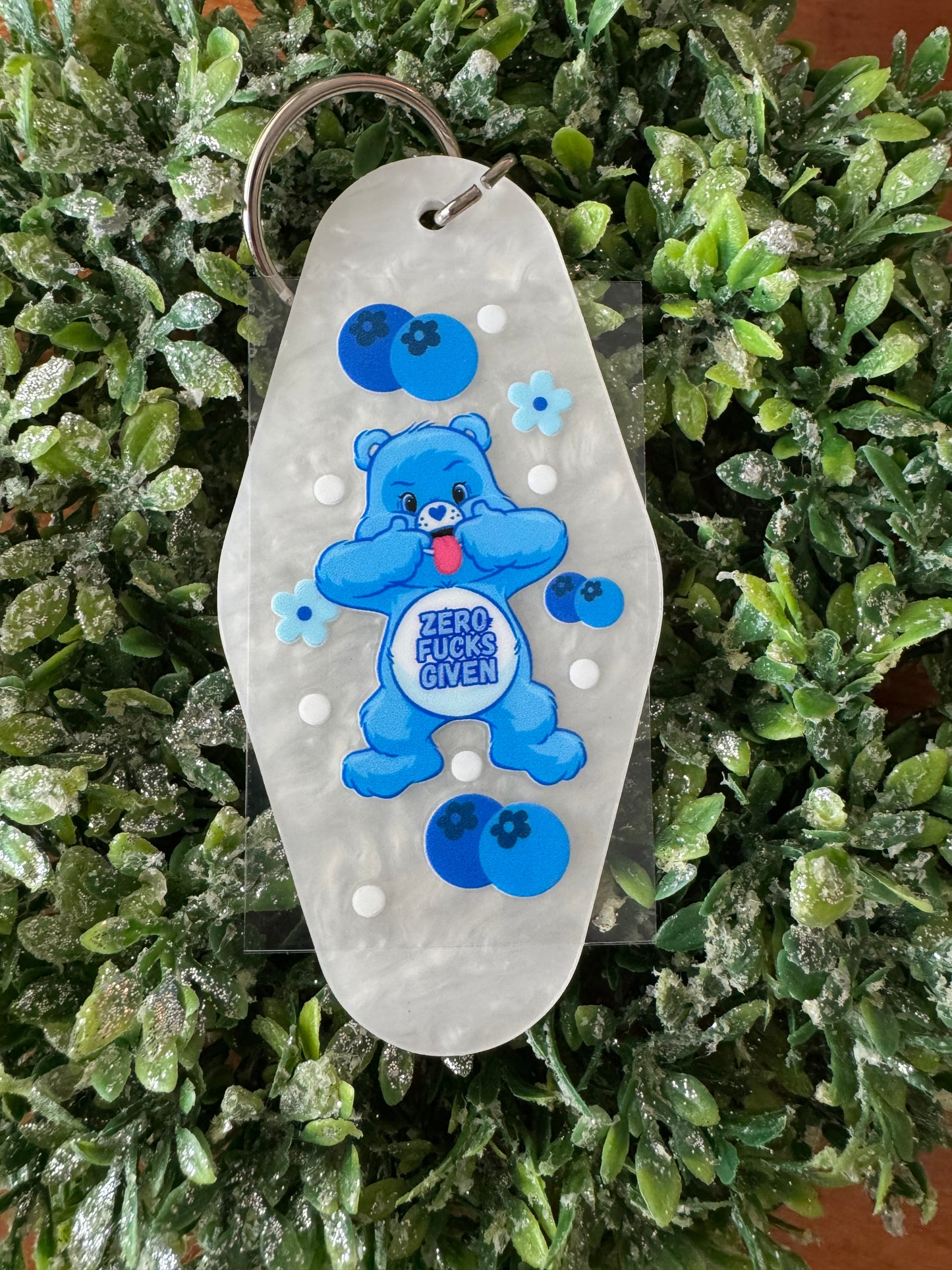Blue Swear Bear Keychain Decal