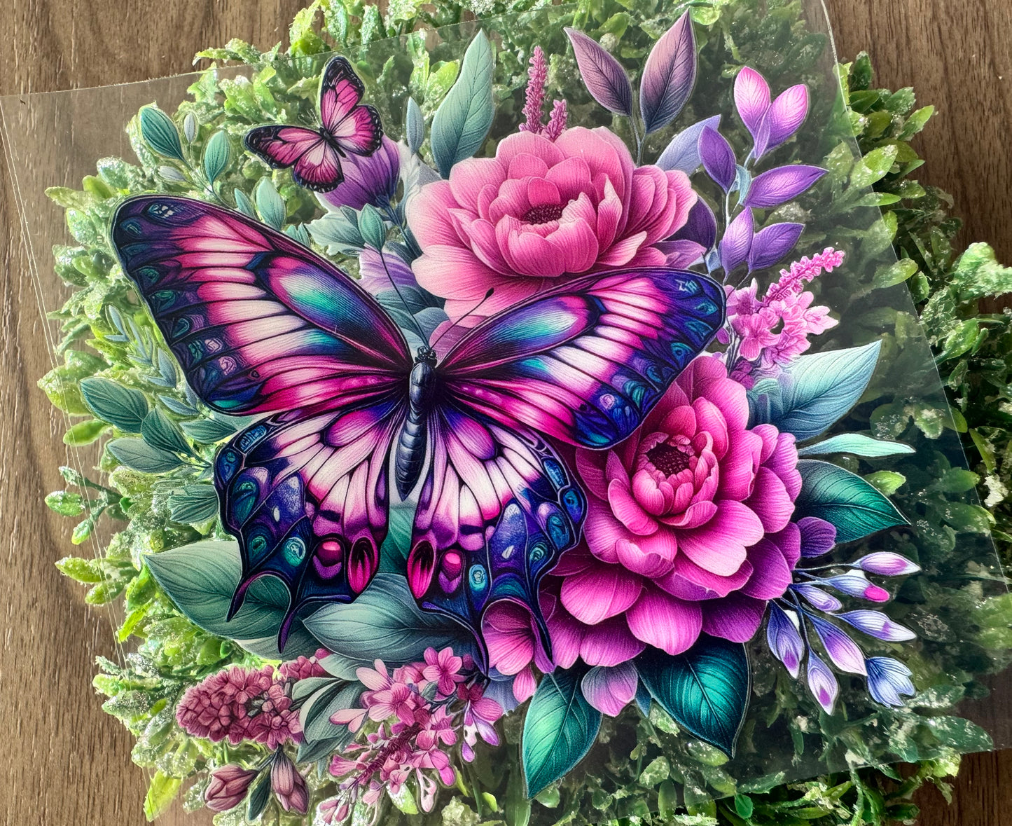 Pink Flowery Butterfly Decal