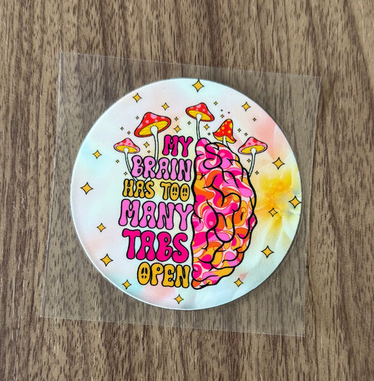 Brain Too Many Tabs Circle Decal