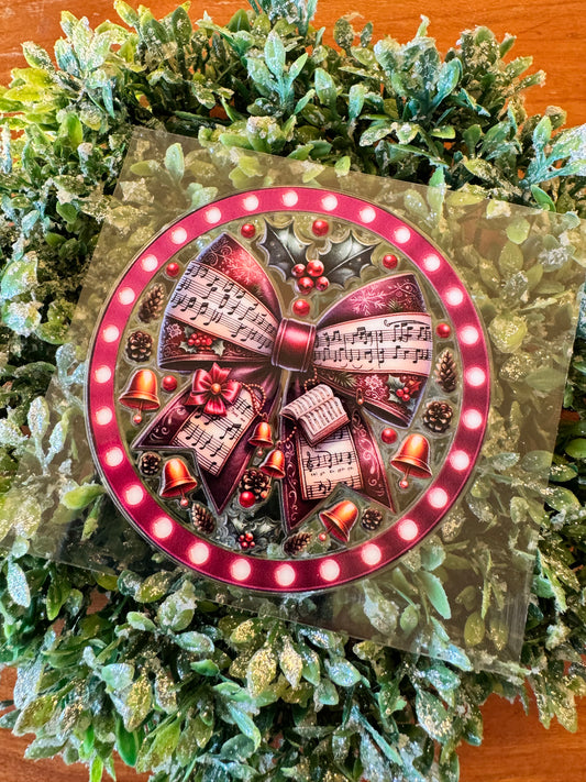 Christmas Music Bow Circle Decal