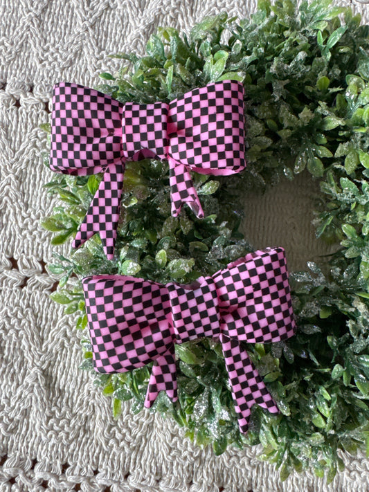 Pink Checkered Bow Focal