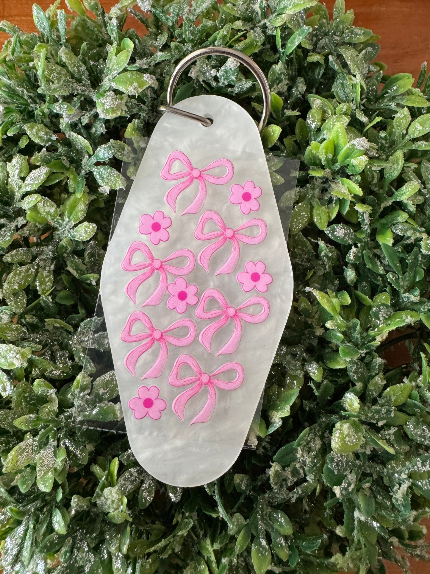 Pink Bows & Flowers Keychain Decal