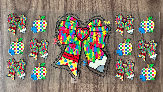 Puzzle Piece Bow Cup Wrap