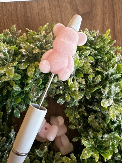 Pink Flocked Bear Focal