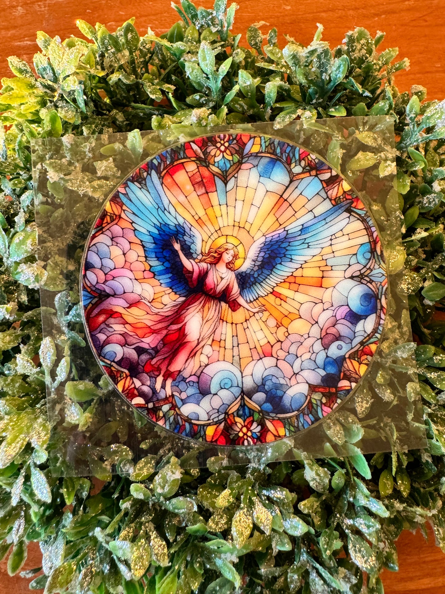 Stained Glass Angel Circle Decal