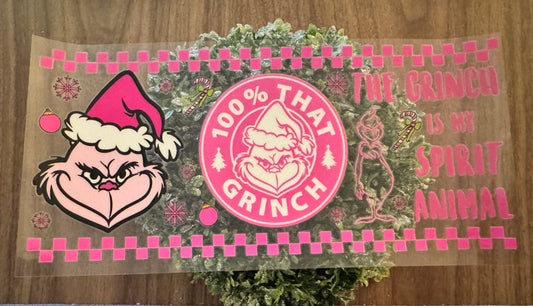 Pink 100% Grinch Cup Wrap