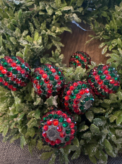 20mm Christmas Rhinestone Beads (6pcs)